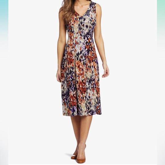 Julian Taylor Abstract Print Sleeveless Dress Size 14 - Picture 1 of 9